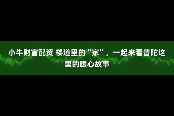 小牛财富配资 楼道里的“家”，一起来看普陀这里的暖心故事