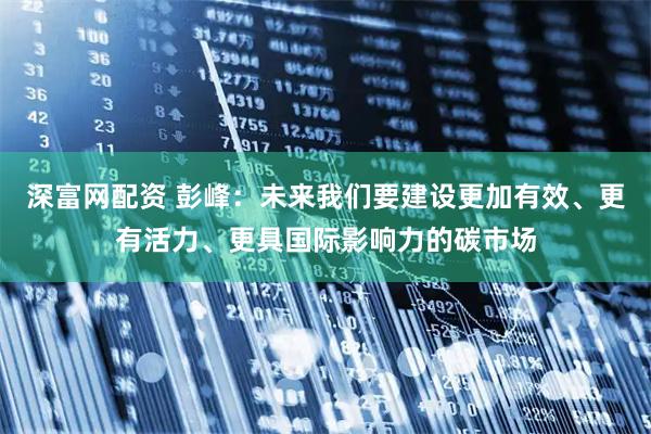 深富网配资 彭峰：未来我们要建设更加有效、更有活力、更具国际影响力的碳市场